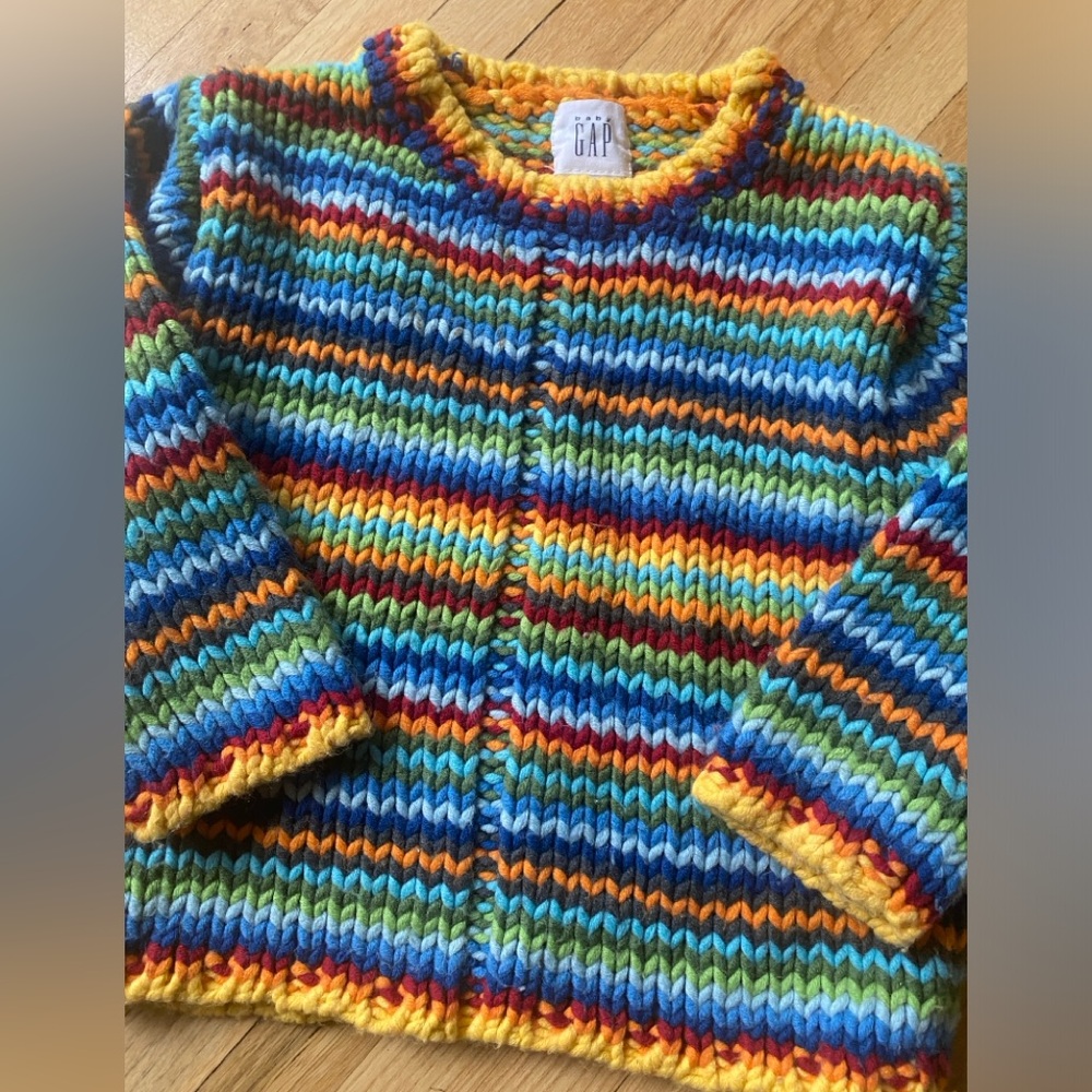 Baby GAP Wool Blend Rainbow Stripe Knit Sweater 2T